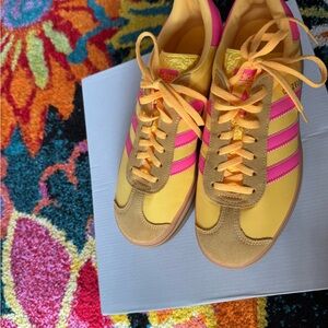 Adidas Women's Yellow and Pink Sneakers